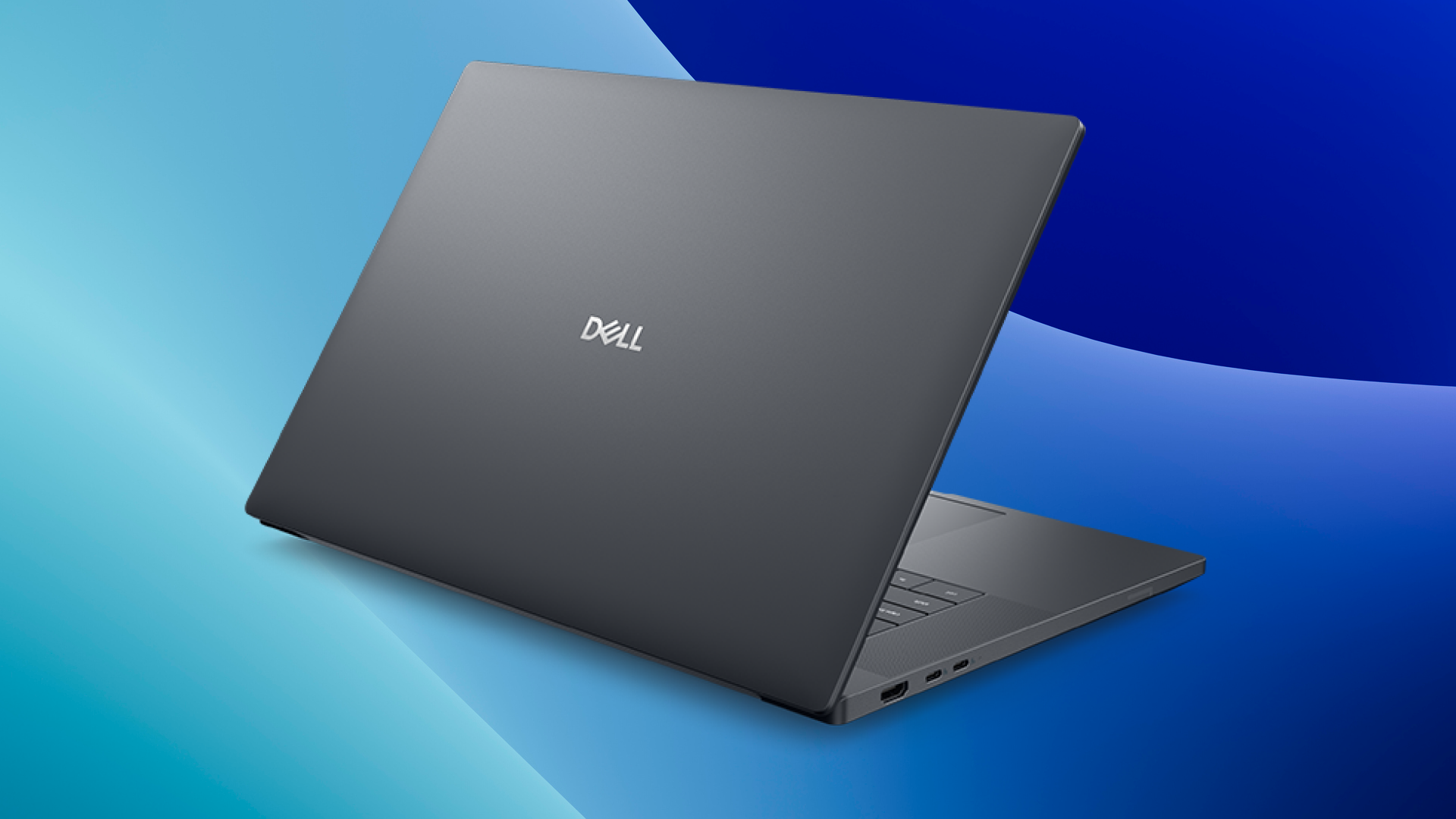 Dell Pro laptop rear view at 45 degree angle