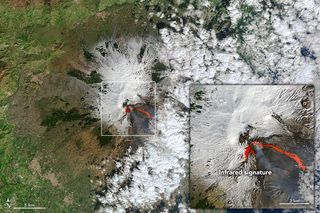 Mount Etna erupts, as seen from space on Feb. 18, 2021.