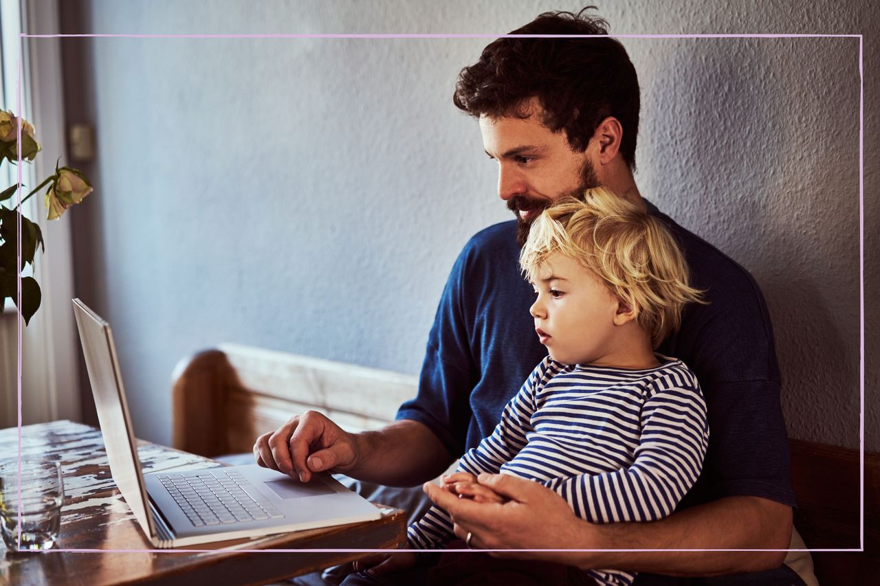 Father and son on the laptop 