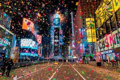 The muted New Year's celebration in Times Square.
