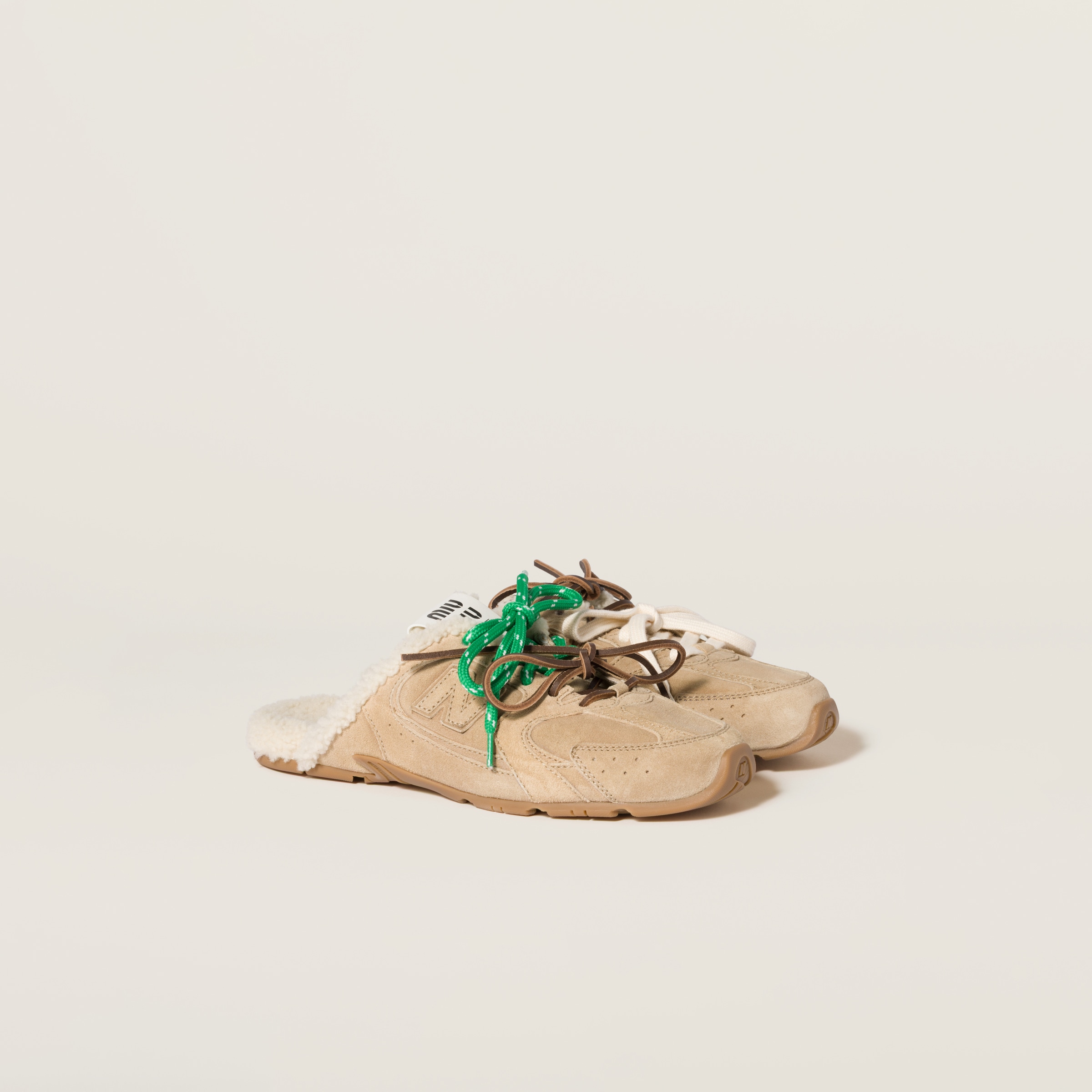 New Balance X Miu Miu 530 Sl Bleached Suede Sneaker Mules