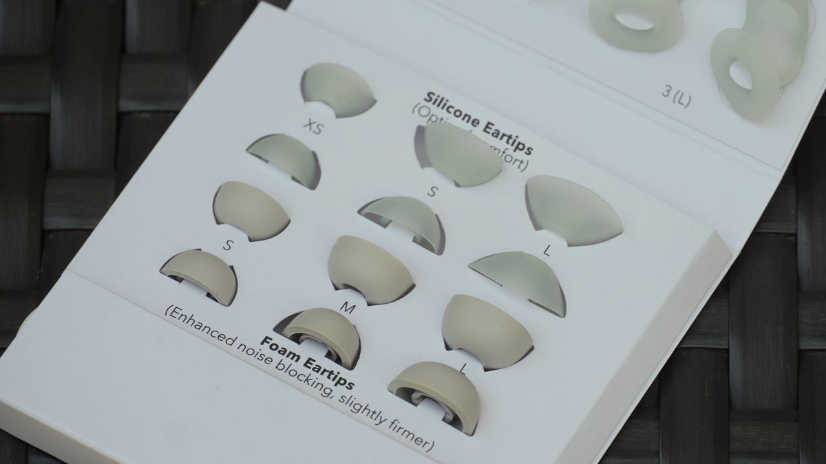 The silicone and memory foam eartips that come with the Anker Soundcore Sleep A30 earbuds.