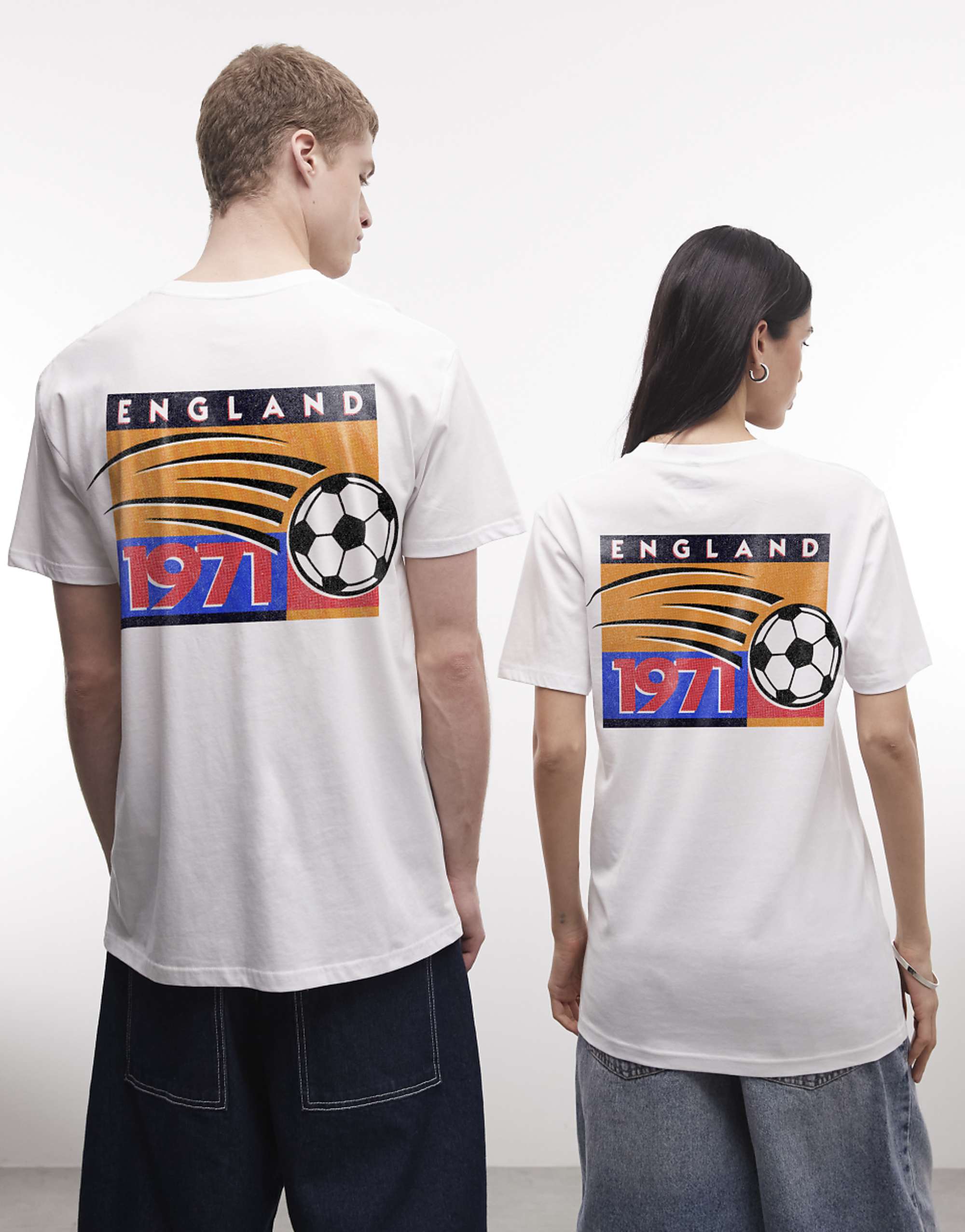Prnt England Football Graphic Relaxed Fit T-Shirt in White