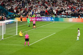 Marcus Rashford misses his penalty during the UEFA Euro 2020 final shoot-out against Italy