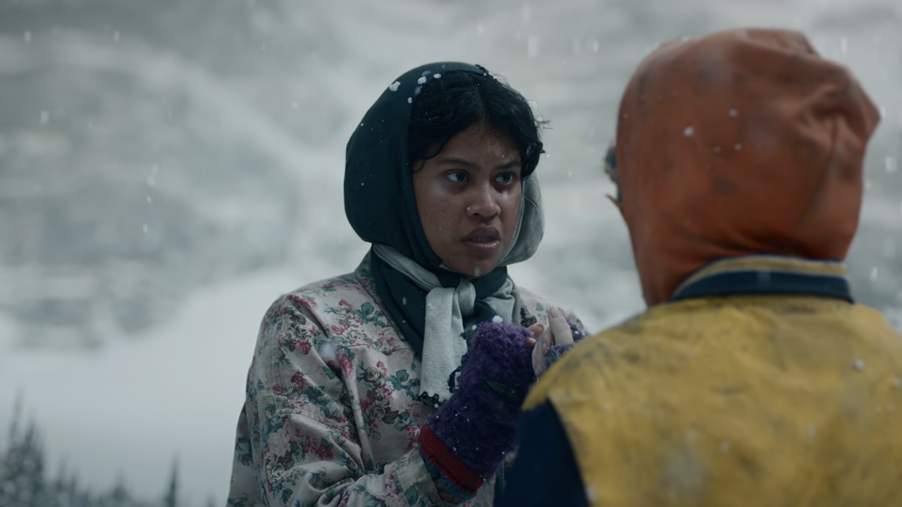 Crystal arguing with Misty in the snow in Yellowjackets Season 2 Episode 5