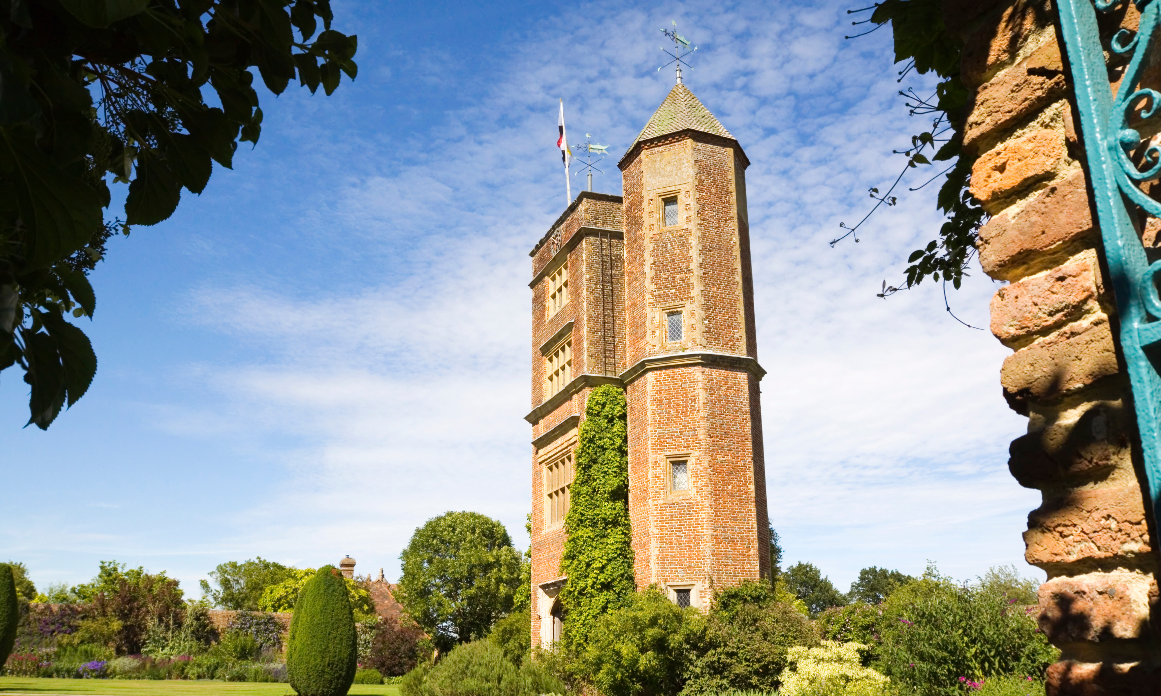 Elizabethan architectural folly of a hunting tower in the gardens at Sissinghurst, England