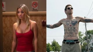 Side-by-side pictures of Kaley Cuoco and Pete Davidson