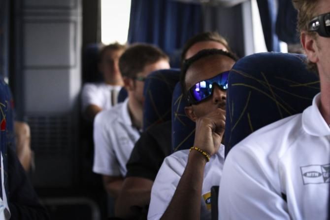 The riders get comfortable on the trip to Vosloorus