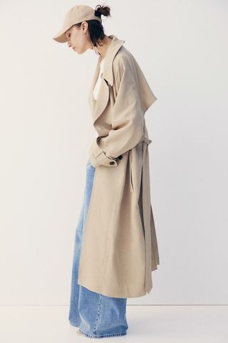 Linen-Blend Trench Coat