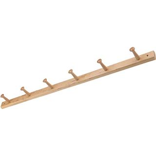 iDesign Wood Wall Mount Coat Rack with 6 Pegs for Mudroom, Entryway, Kitchen, Closet and More, 32.3
