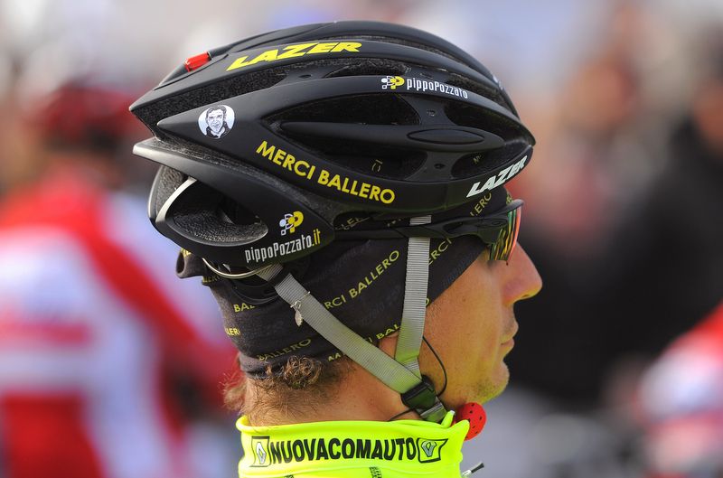 Pippo Pozzato's helmet pays tribute to the late Franco Ballerini