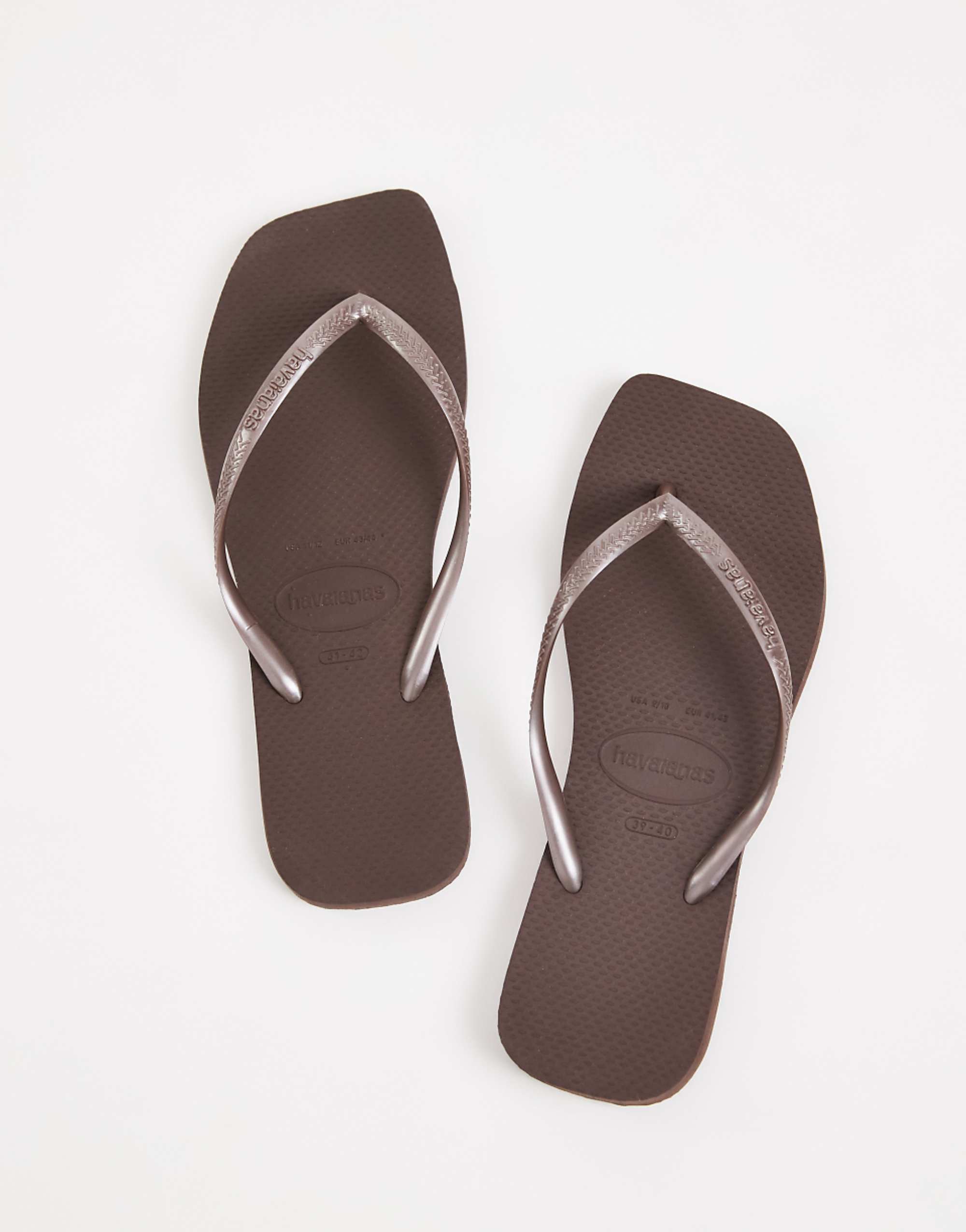 Havaianas Slim Square Toe Flip Flops in Brown