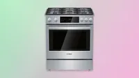 Bosch 800 Series HGI8056UC slide-in gas range with five burners, available in stainless steel