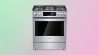 Bosch 800 Series HGI8056UC slide-in gas range with five burners, available in stainless steel