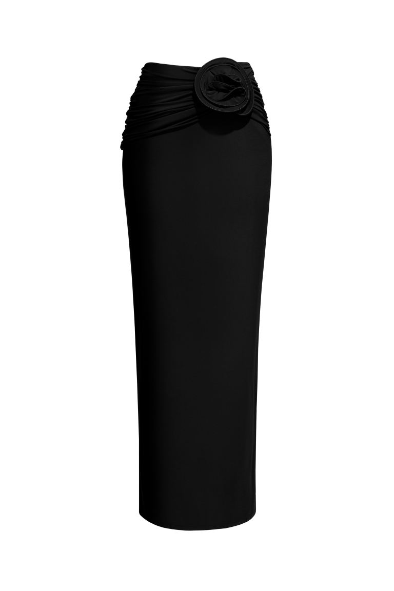 Maxi Skirt With Rose Appliqué