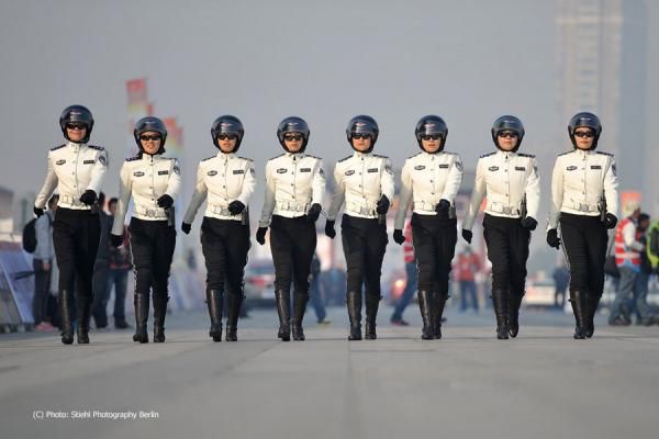 The Harley Davidson Motor Cycle squad would not be racing but were part of the pre-race fun