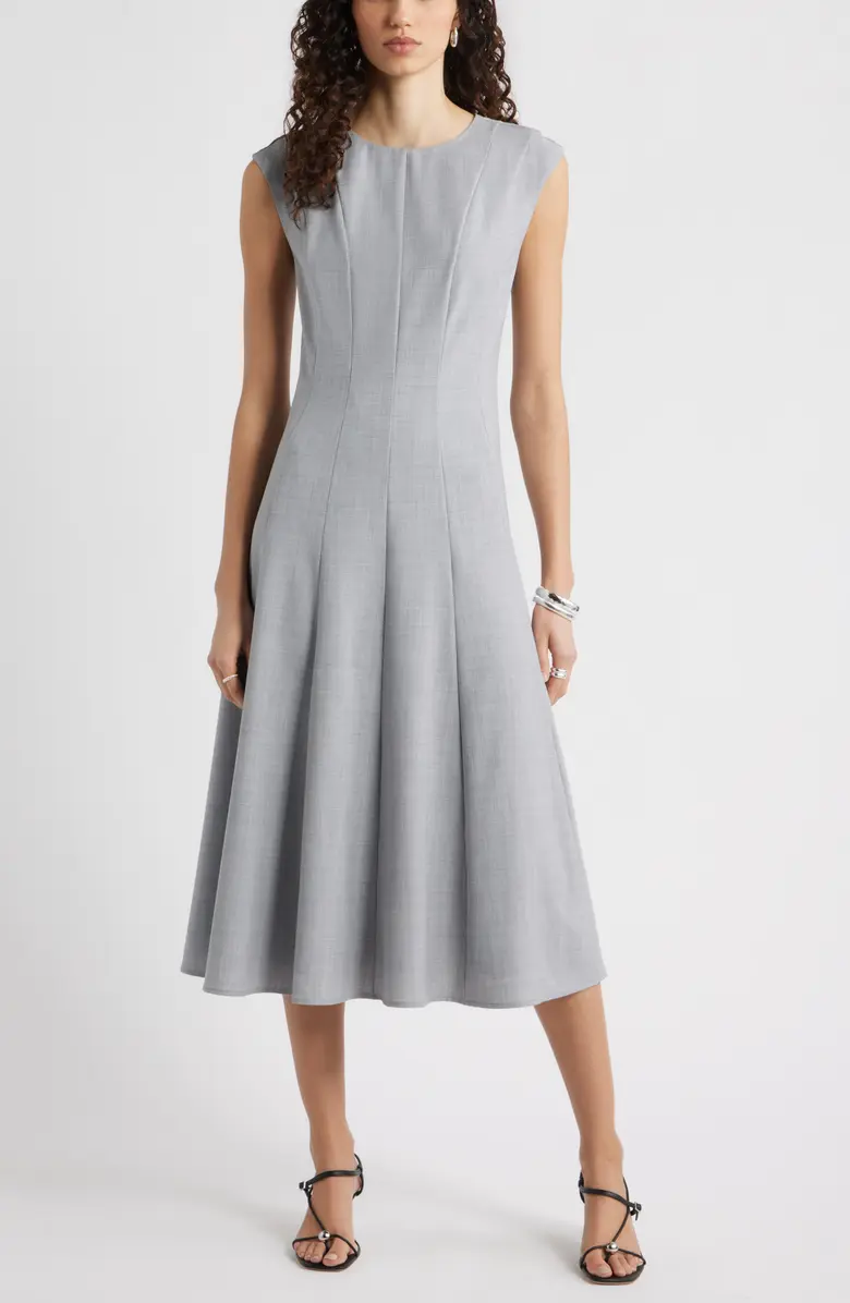 Nordstrom, Seamed Wool Blend Midi Dress