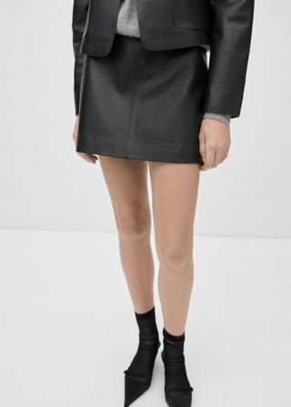 100% Leather Straight-Fit Mini-Skirt - Women | Mango Usa