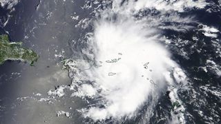 A view of now-Hurricane Dorian taken by NASA's Terra satellite at 1:30 p.m. EDT (1730 GMT) on Aug. 28, 2019.