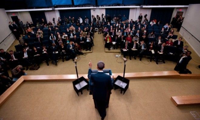 President Obama meets the press.