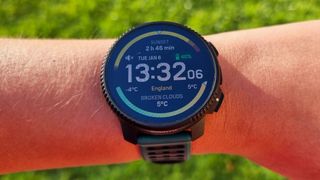 A close-up picture of our reviewer wearing the Suunto Vertical 2 smartwatch