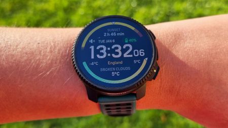 A close-up picture of our reviewer wearing the Suunto Vertical 2 smartwatch