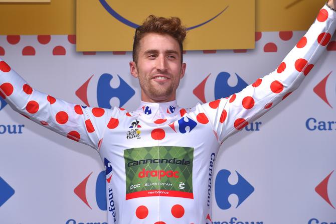 Taylor Phinney in polka dots after stage 2