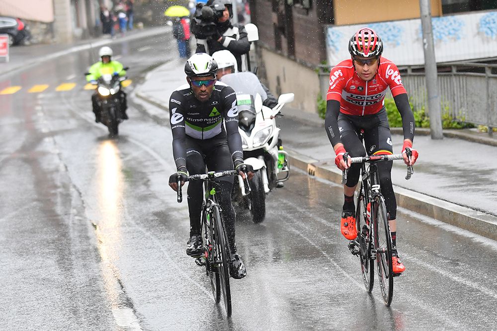 Mekseb Debesay and Sander Armee in the break during stage 1 at Tour de Romandie