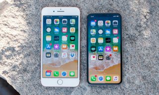 Apple iPhone 8 Plus (left) and iPhone X (right)