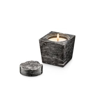scented candle in black stone square vessel