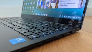 The Samsung Galaxy Chromebook Plus on a desk