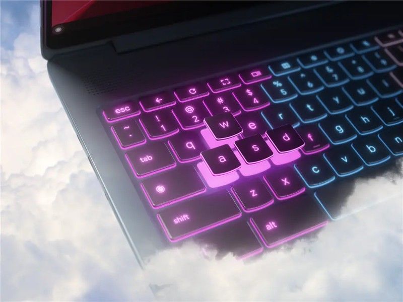 Lenovo IdeaPad 5 Gaming Chromebook close up on RGB keyboard (leak)