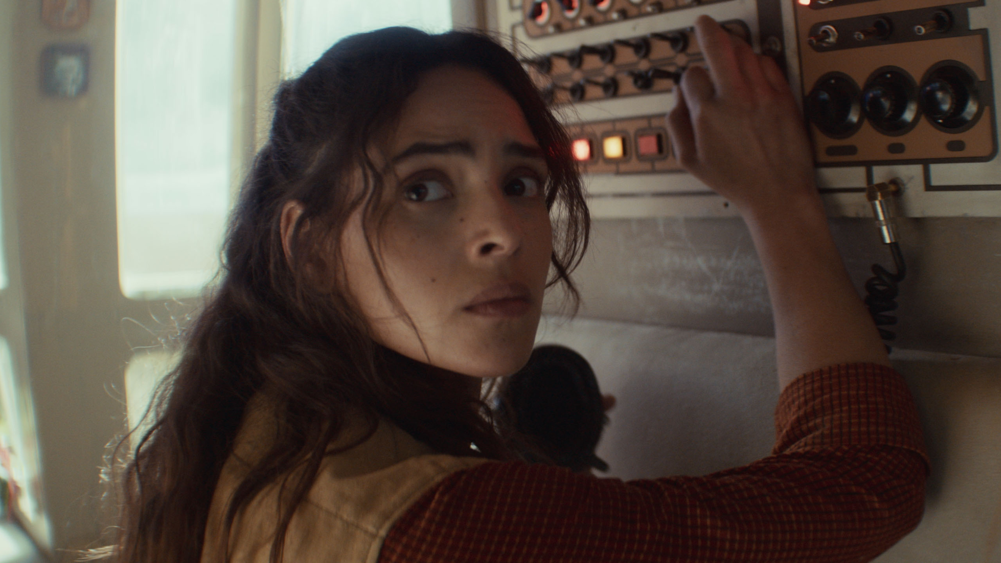 Bix Caleen (Adria Arjona) looks worried on Andor.