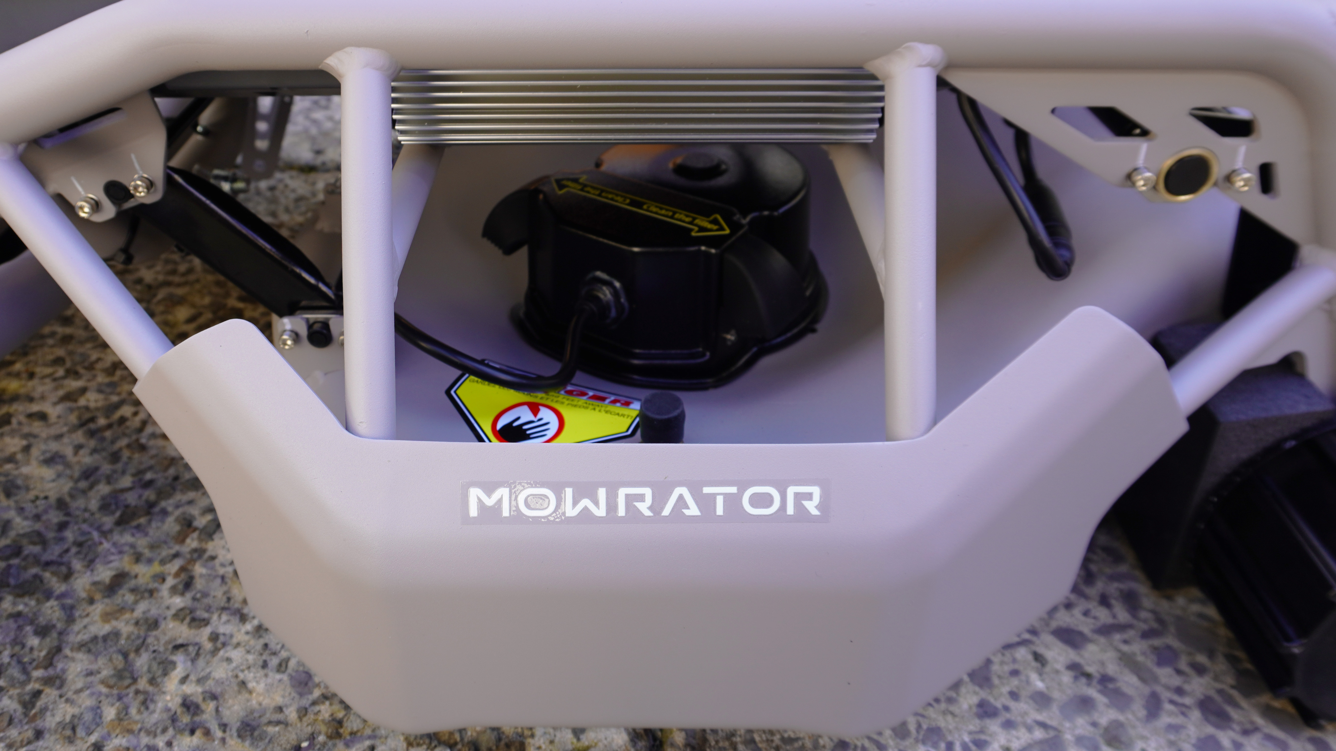 Side panel of the Mowrator S1 2WD lawnmower.
