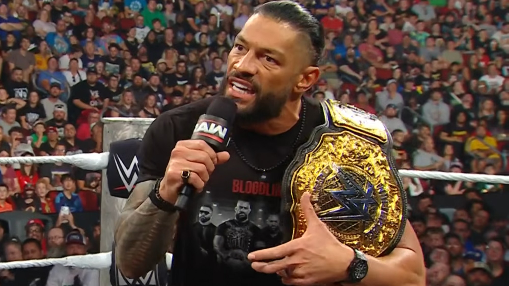 Roman Reigns on Monday Night Raw wearing a very expensive watch. 