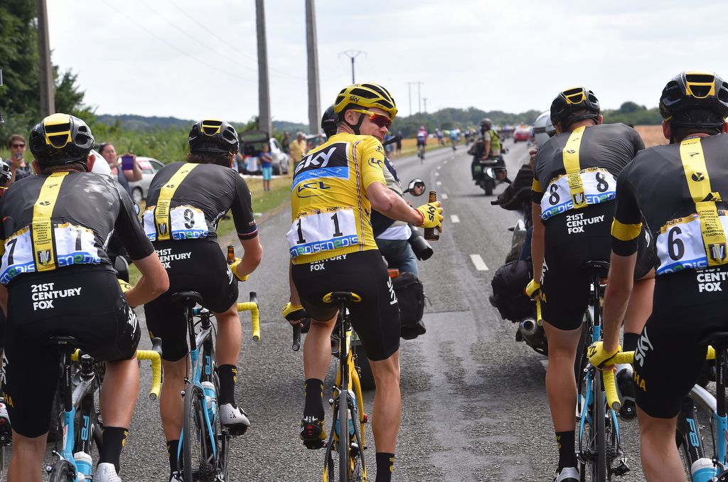 Breaking with tradition, Chris Froome and Team Sky opted for celebratory beer