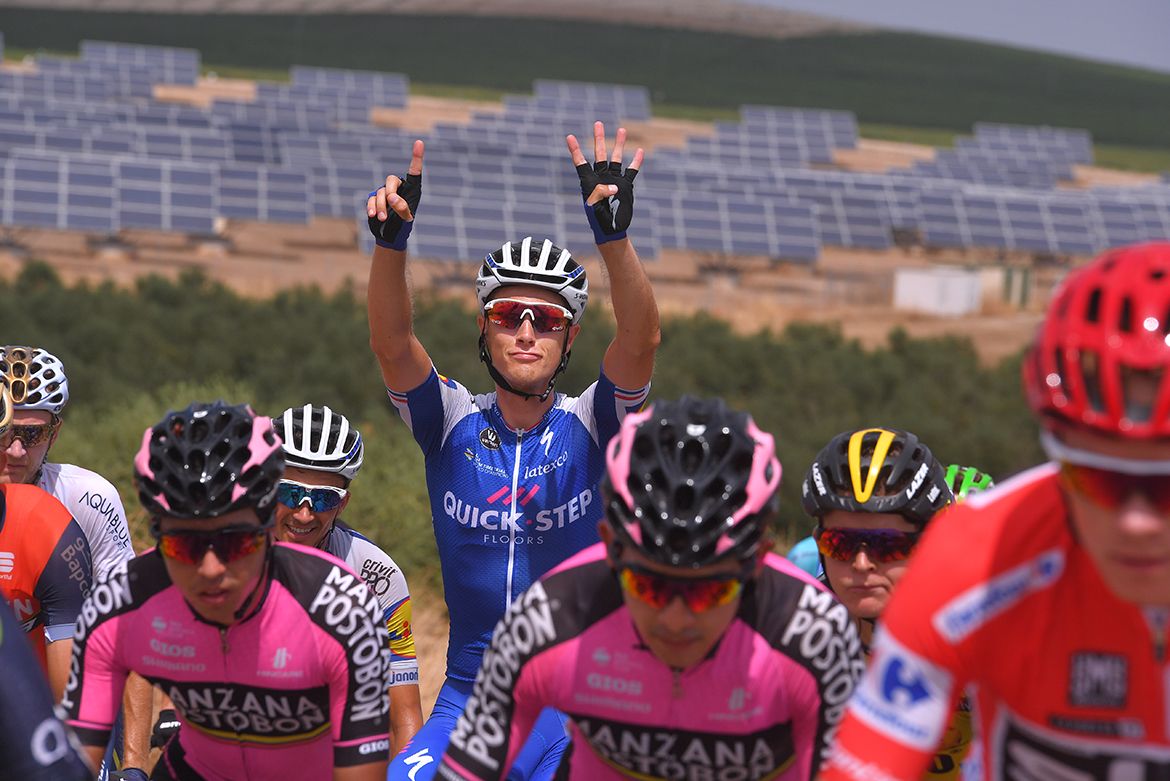 Niki Terpstra offering a reminder of Quick-Step's stage win haul so far at the Vuelta a Espa&ntilde;a