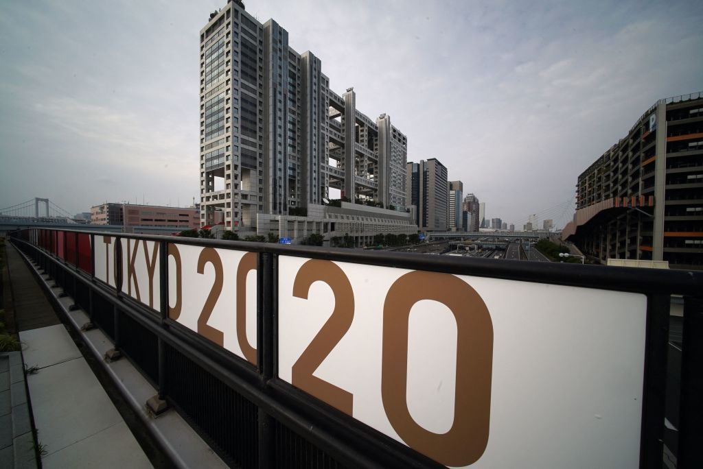 The logo of Tokyo 2020 is displayed near Odaiba Seaside Park in Tokyo on July 7 2021 as reports said the Japanese government plans to impose a virus state of emergency in Tokyo during the Olympics Photo by Kazuhiro NOGI AFP Photo by KAZUHIRO NOGIAFP via Getty Images