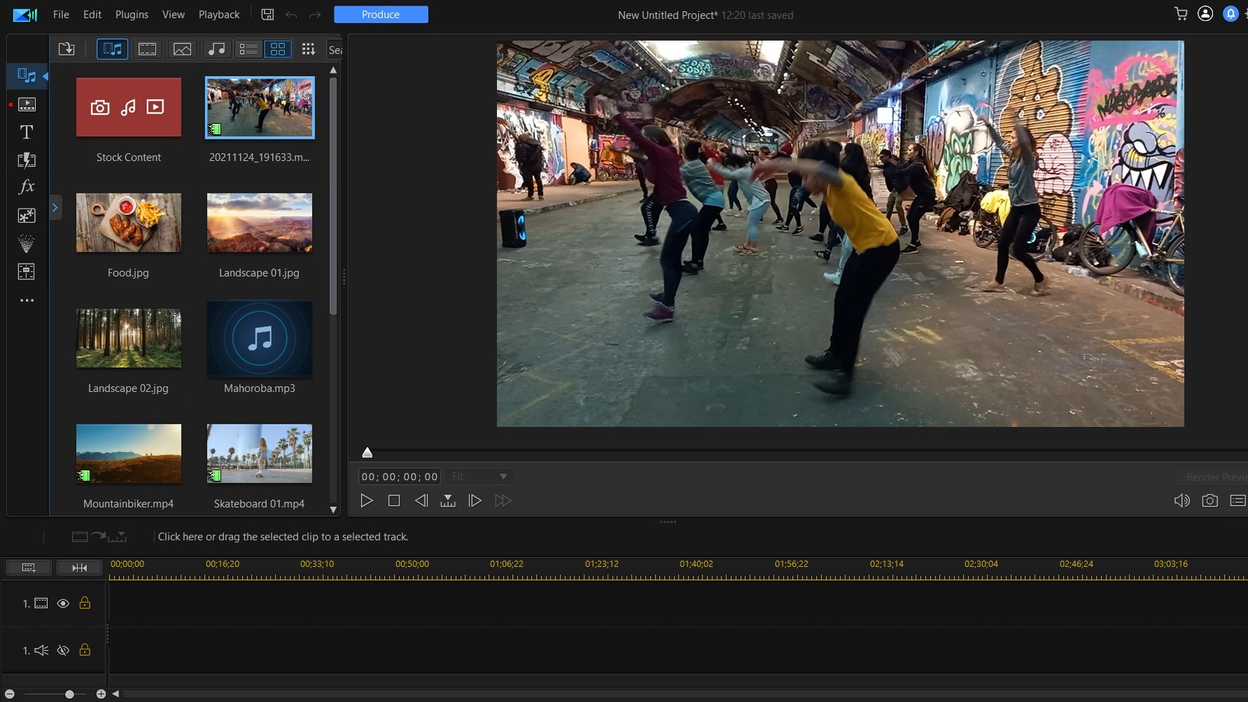 Video of dancers being edited in CyberLink Pro interface