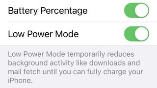 iPhone settings for Low Power Mode