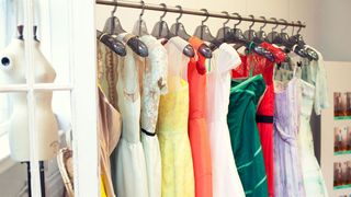 Room, Textile, Clothes hanger, Fashion, Shelving, Collection, Closet, Shelf, Boutique, Fashion design,