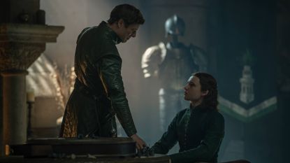 James Norton as Ormund Hightower and Benjamin Evan Ainsworth as Daeron Targaryen in House of the Dragon season 3