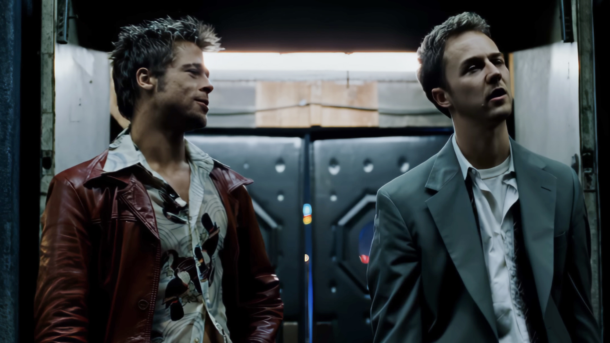Edward Norton and Brad Pitt star in the cult classic, Fight Club (1999).