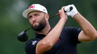 Jon Rahm takes a tee shot at the PGA Championship