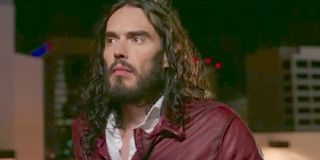 Russell Brand red leather jacket in Paradise