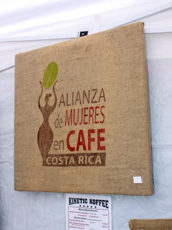 Kinetic Koffee principal Mark Ritz says he was always impressed with some of the designs on the bags in which his coffee beans are delivered and now he's having select styles stretched over frames to sell as artwork.
