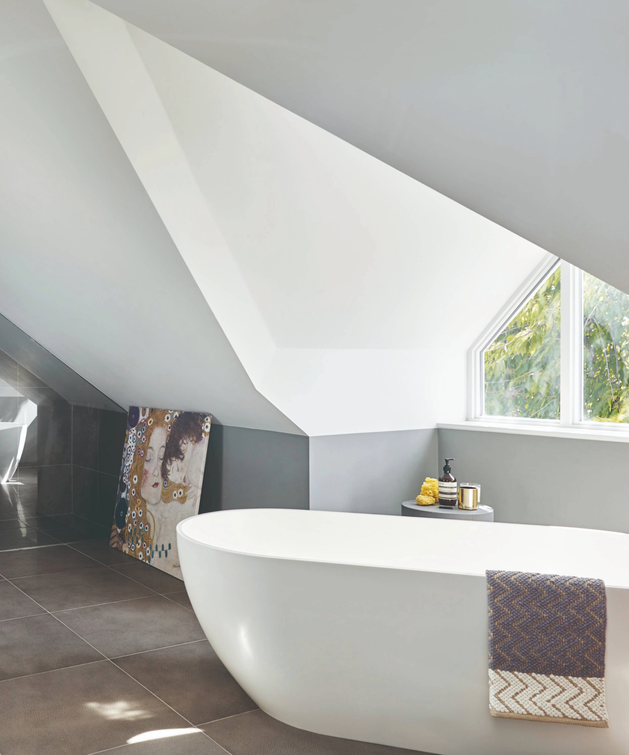 Bathroom with dormer bathroom window idea