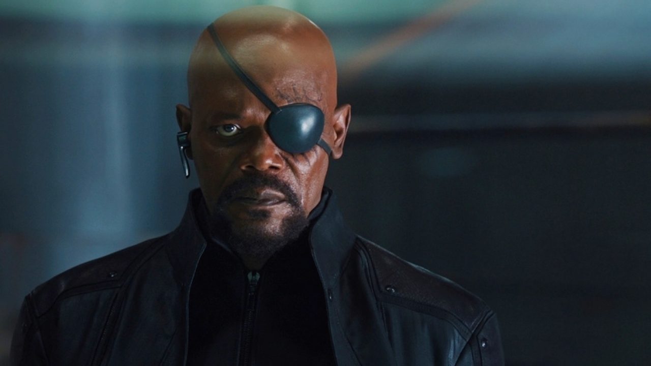 Nick Fury staring into the camera in Avengers Assemble