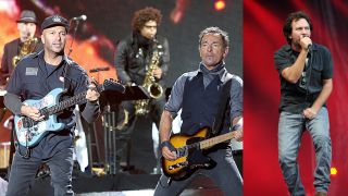 Bruce Springsteen and Tom Morello in 2014, Eddie Vedder in 2014