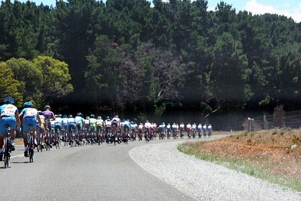 With the front group eight minutes ahead,
